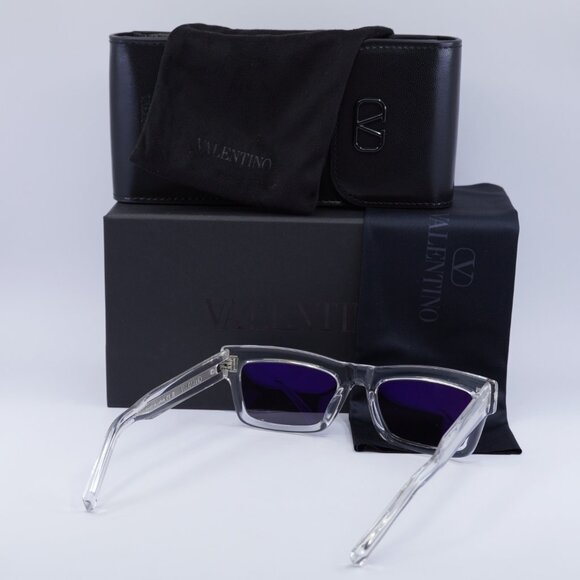 Valentino V-SHARP VLS-134C Rectangle Sunglasses - Transparent\Grey - Picture 4 of 10